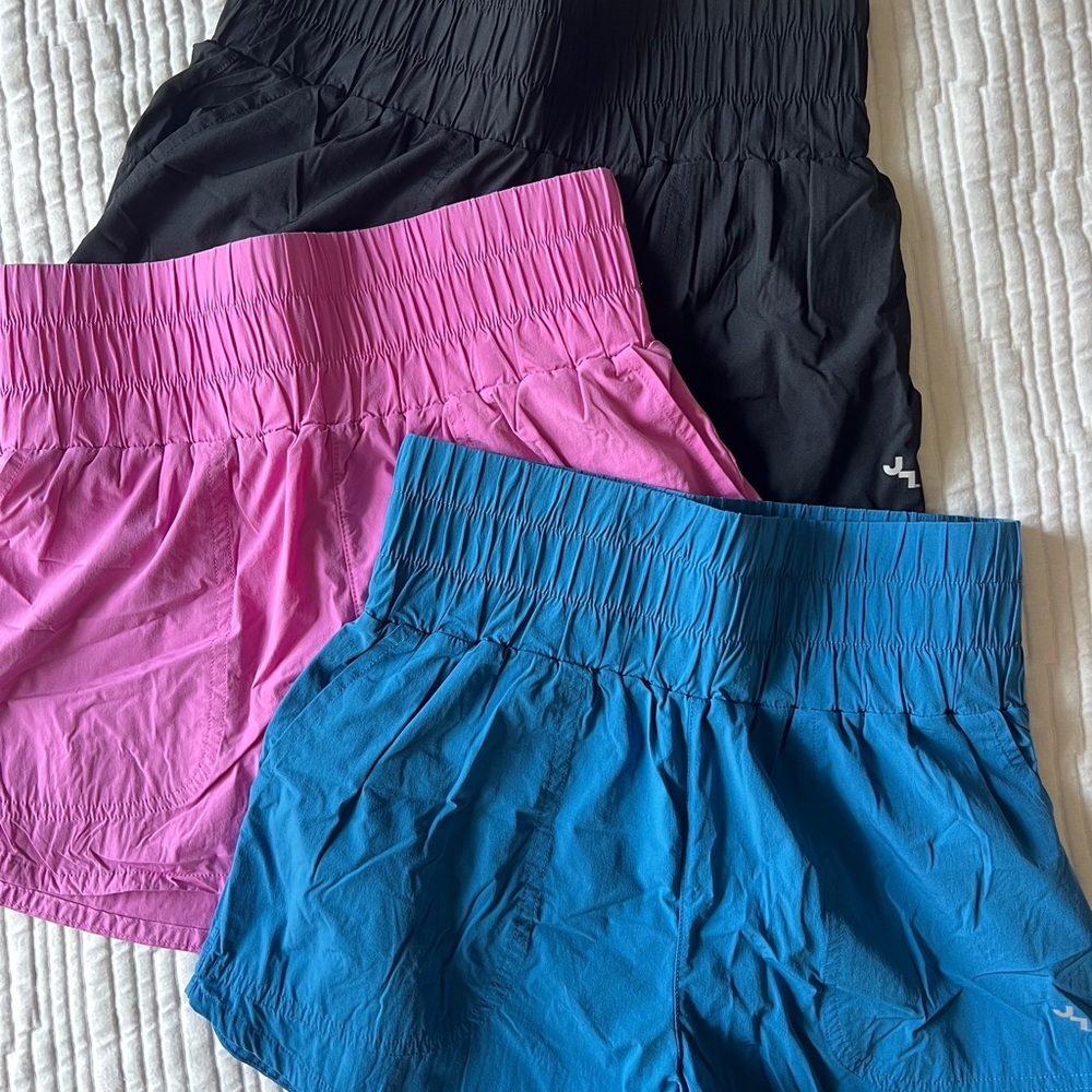 JoyLab Athletic Shorts Black and Pink Elastic Waistband